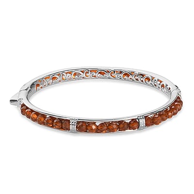 Karis Ratnapura Hessonite Garnet Bangle Bracelet in Platinum Bond (6.50 In) 23.75 ctw