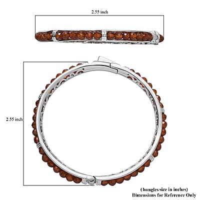 Karis Ratnapura Hessonite Garnet Bangle Bracelet in Platinum Bond (6.50 In) 23.75 ctw
