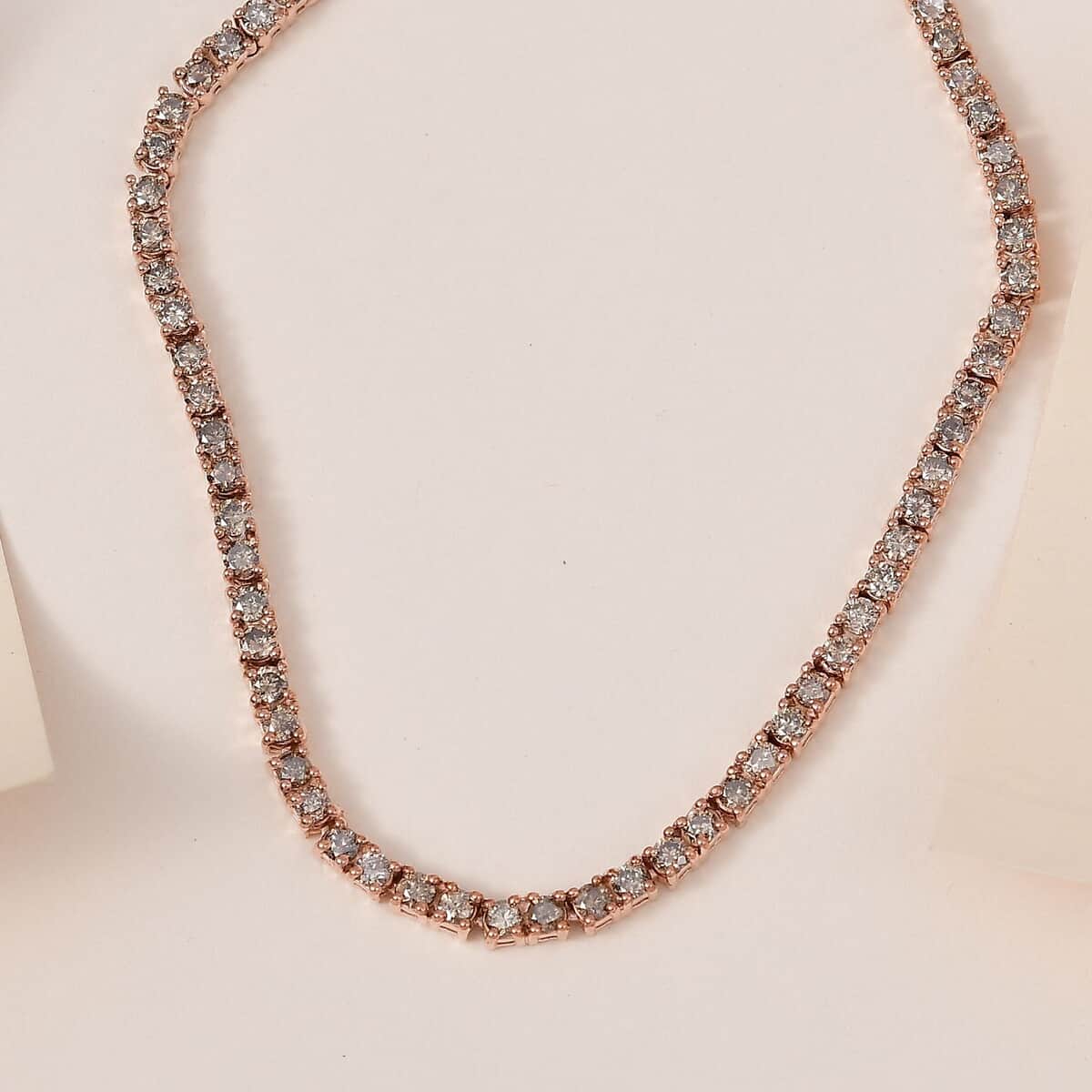 Uncut Natural Pink Diamond Necklace 20 Inches in Vermeil Rose Gold Over Sterling Silver 2.60 ctw , Shop LC