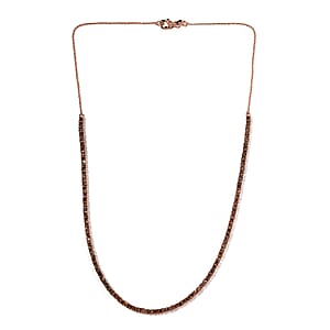 D'Joy Natural Champagne Diamond 7.45 ctw Tennis Necklace in Vermeil Rose Gold Over Sterling Silver 20 Inches 