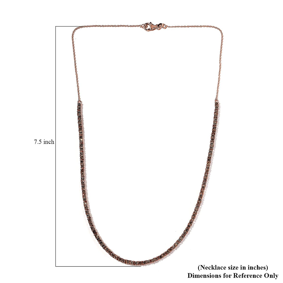Natural Champagne Diamond Tennis Necklace 20 Inches in Vermeil Rose Gold Over Sterling Silver 8.00 ctw image number 5