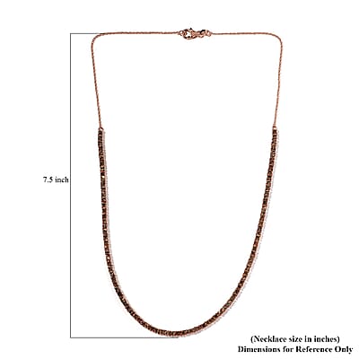 D'Joy Natural Champagne Diamond 7.45 ctw Tennis Necklace in Vermeil Rose Gold Over Sterling Silver 20 Inches 