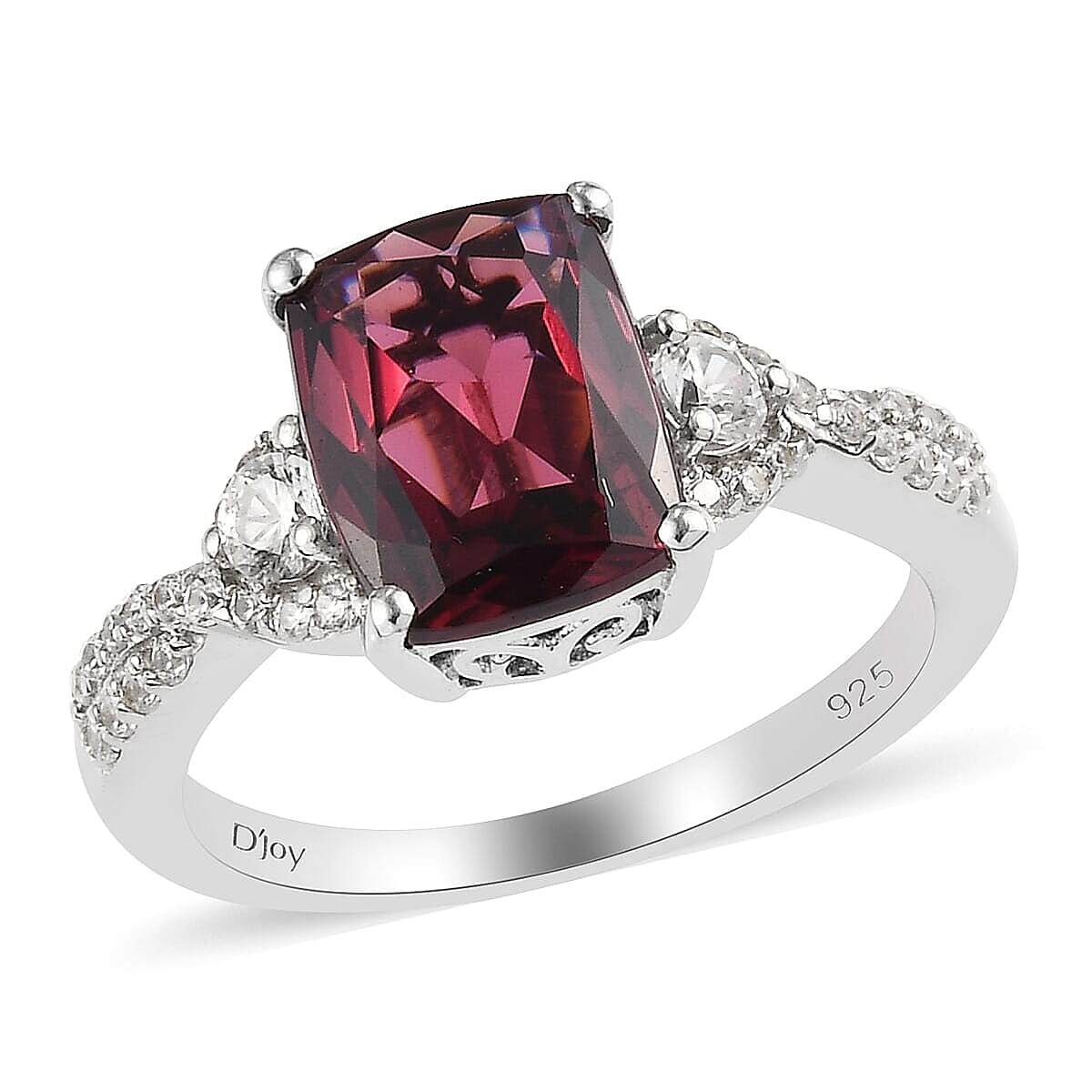 Tanzanian Wine Garnet and White Zircon Ring in Platinum Over Sterling Silver (Size 10.0) 3.00 ctw