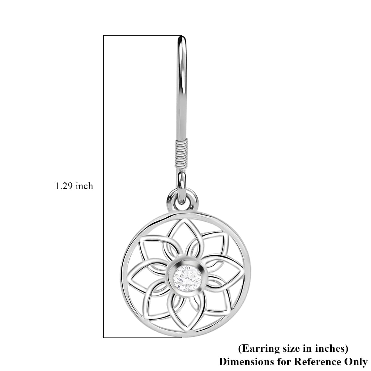 Simulated Diamond Lotus Floral Earrings in Sterling Silver  image number 4