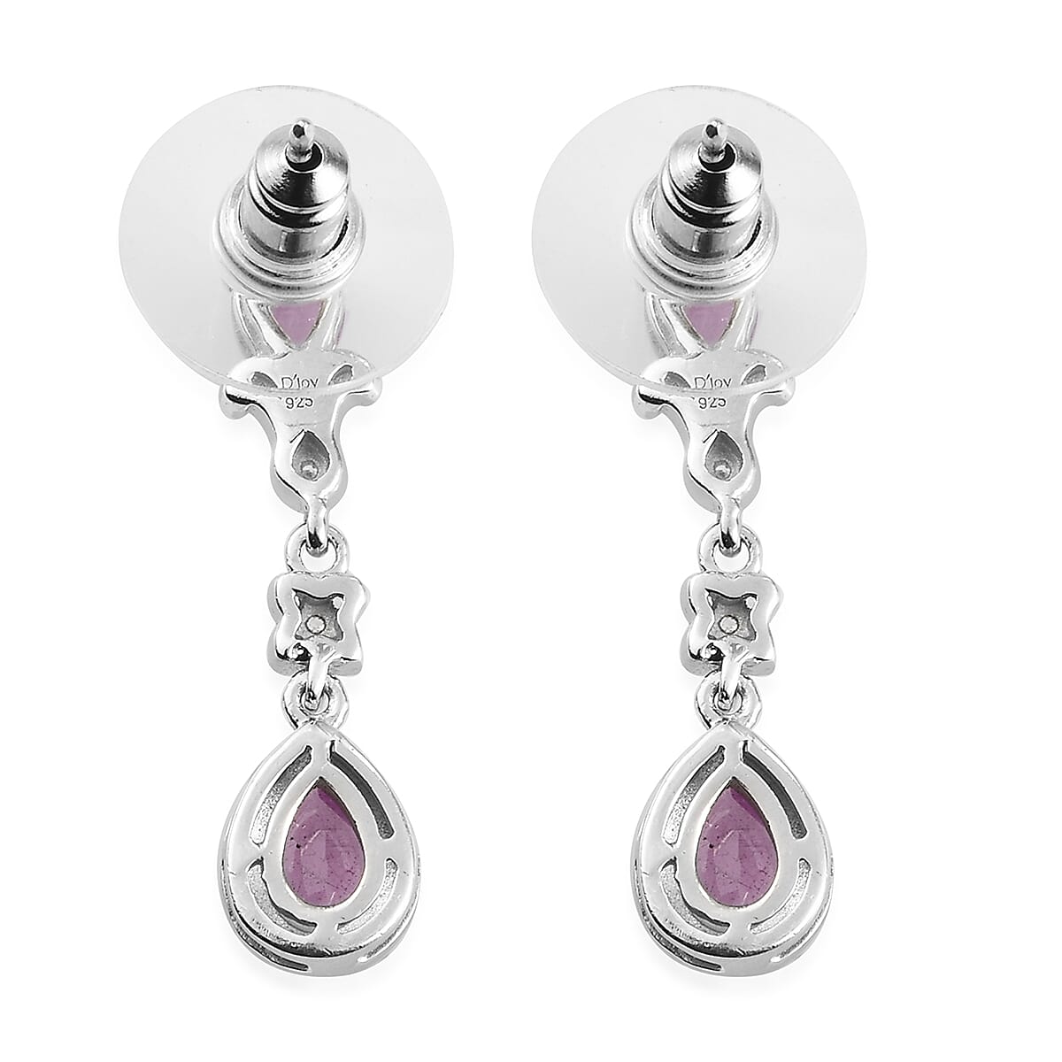 Ilakaka Hot Pink Sapphire and Zircon Dangle Earrings in Platinum Over Sterling Silver 3.00 ctw