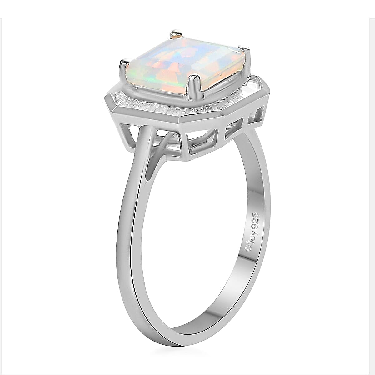 Asscher Cut Premium Ethiopian Welo Opal and Diamond Ring in Vermeil Rose Gold Over Sterling Silver 1.65 ctw image number 3