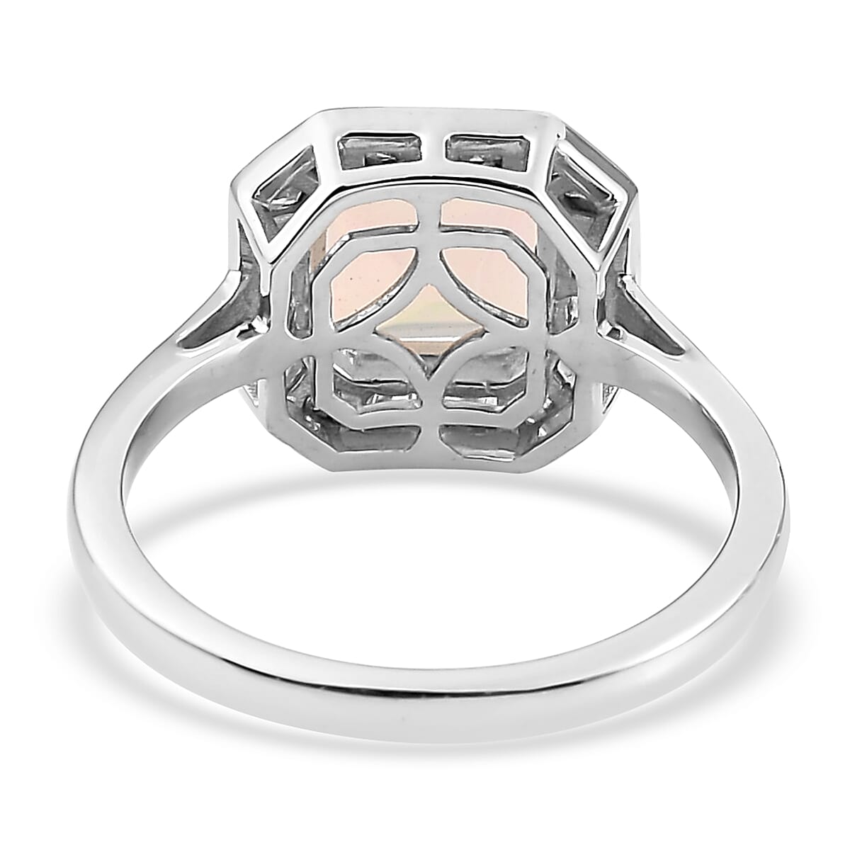Asscher Cut Premium Ethiopian Welo Opal and Diamond 1.75 ctw Halo Ring in Platinum Over Sterling Silver (Size 7.0) image number 4