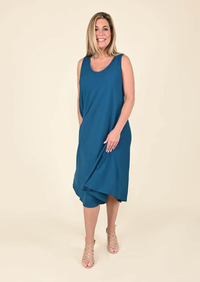 TAMSY Blue Solid Sleeveless A-Line Dress - One Size Fits Most (24"x41") image number 0