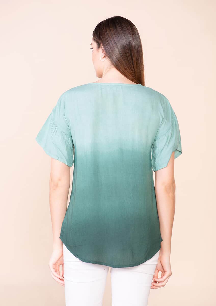 TAMSY Green Rayon Ombre Top - L image number 1