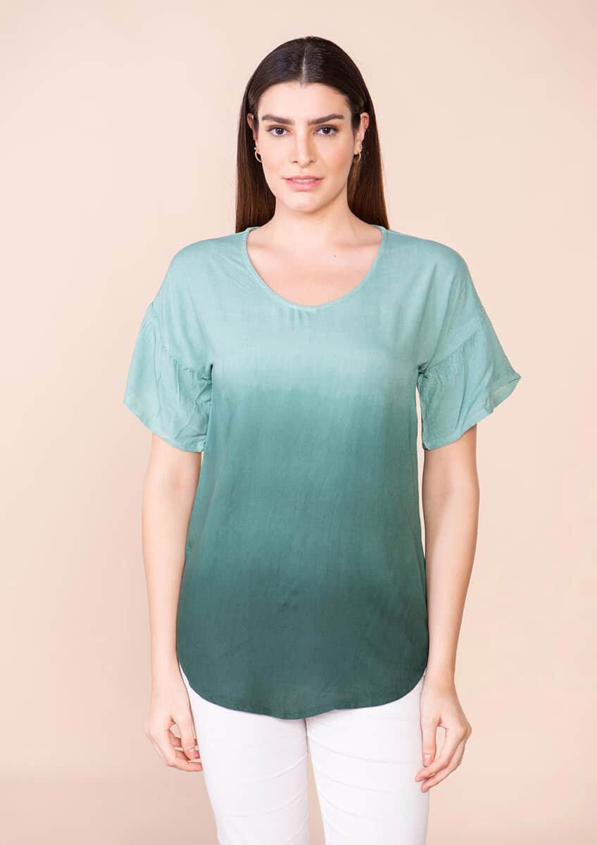 TAMSY Green Rayon Ombre Top - L image number 2