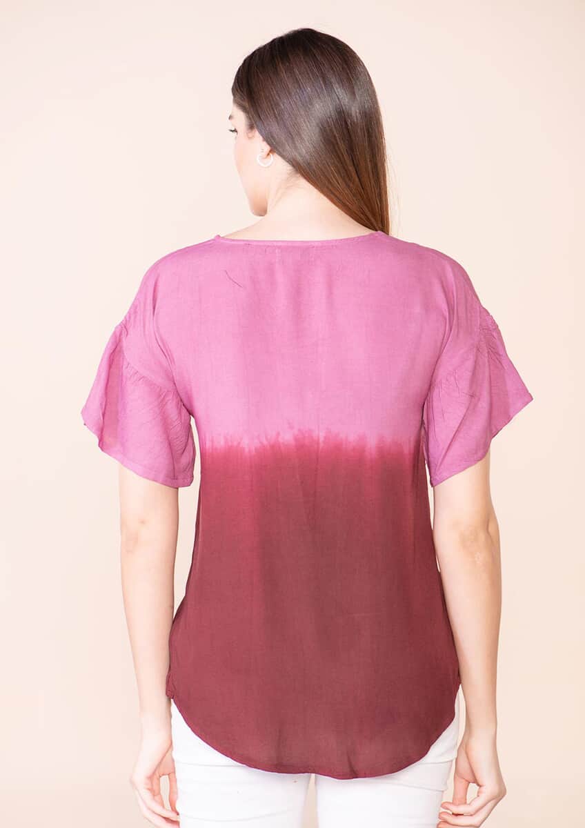 Tamsy Purple Rayon Ombre Top - L image number 1