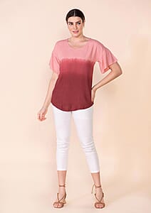 Tamsy Red Rayon Ombre Top - L