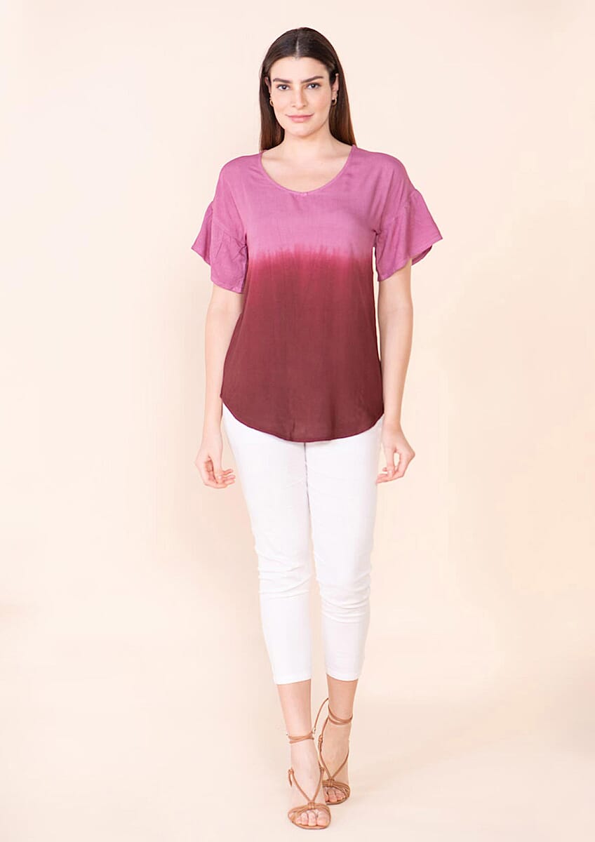 Tamsy Purple Rayon Ombre Top - M image number 0