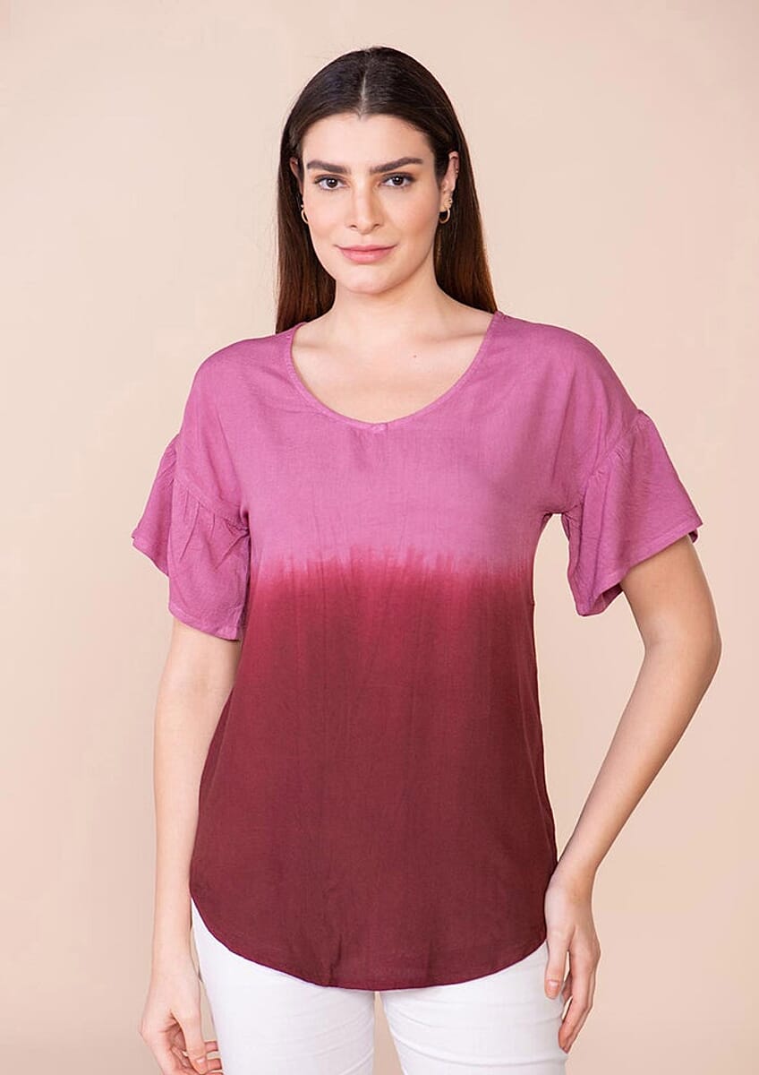 Tamsy Purple Rayon Ombre Top - S image number 2