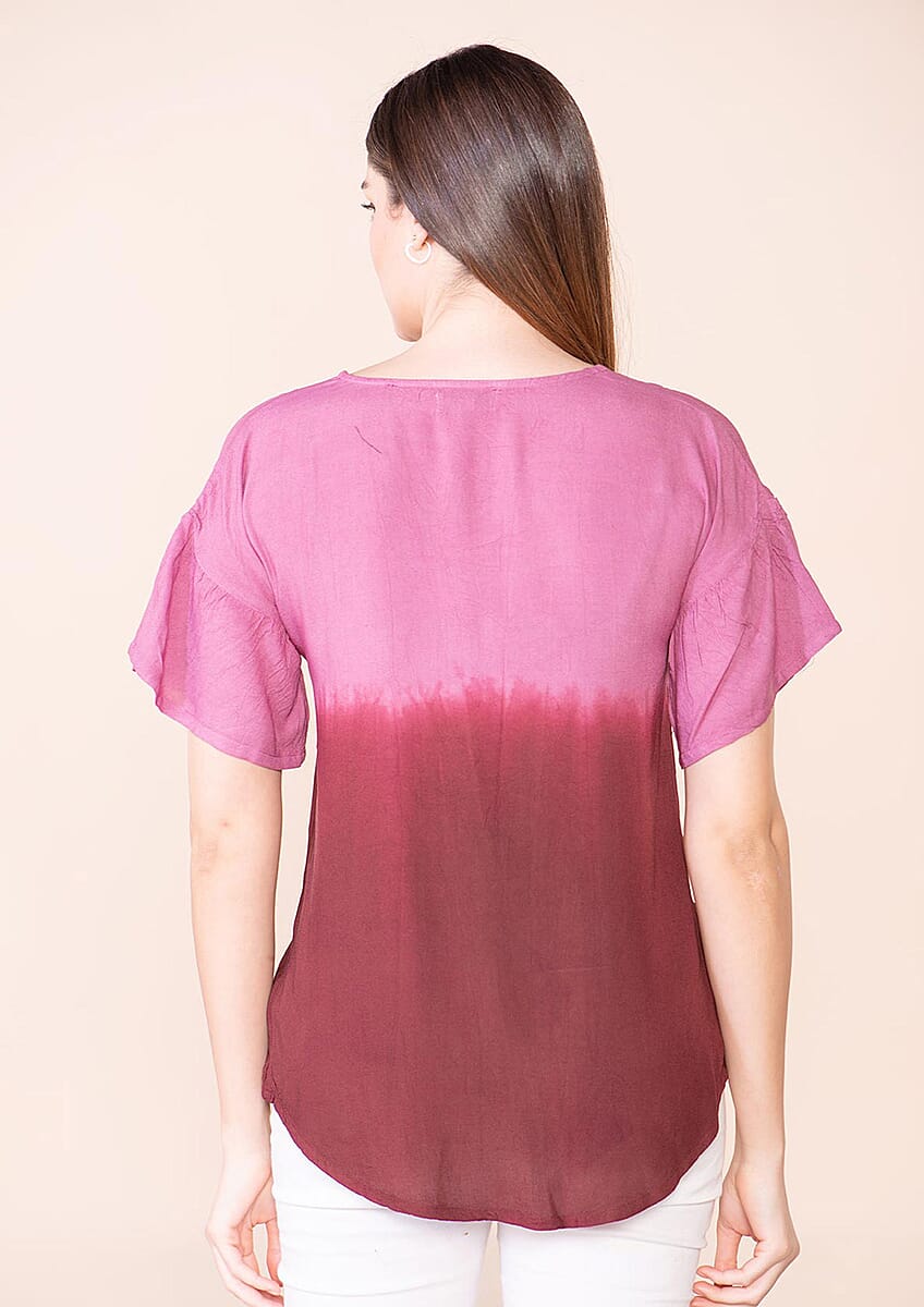 Tamsy Purple Rayon Ombre Top - XL image number 1