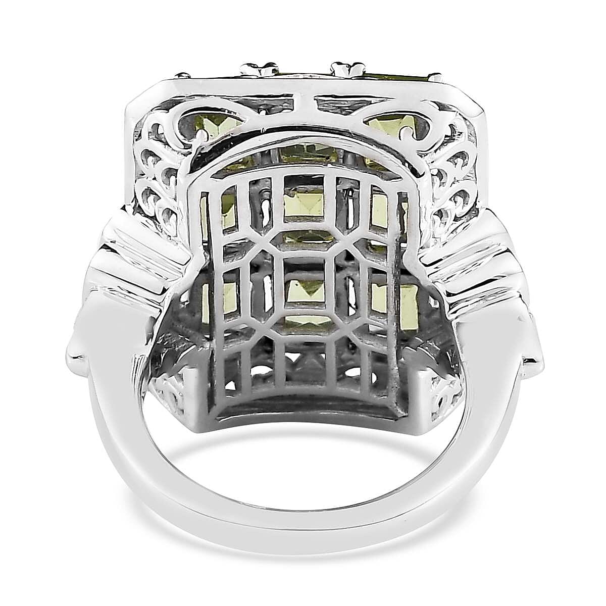 Premium Peridot and White Zircon Ring in Platinum Over Sterling Silver 5.65 ctw image number 4