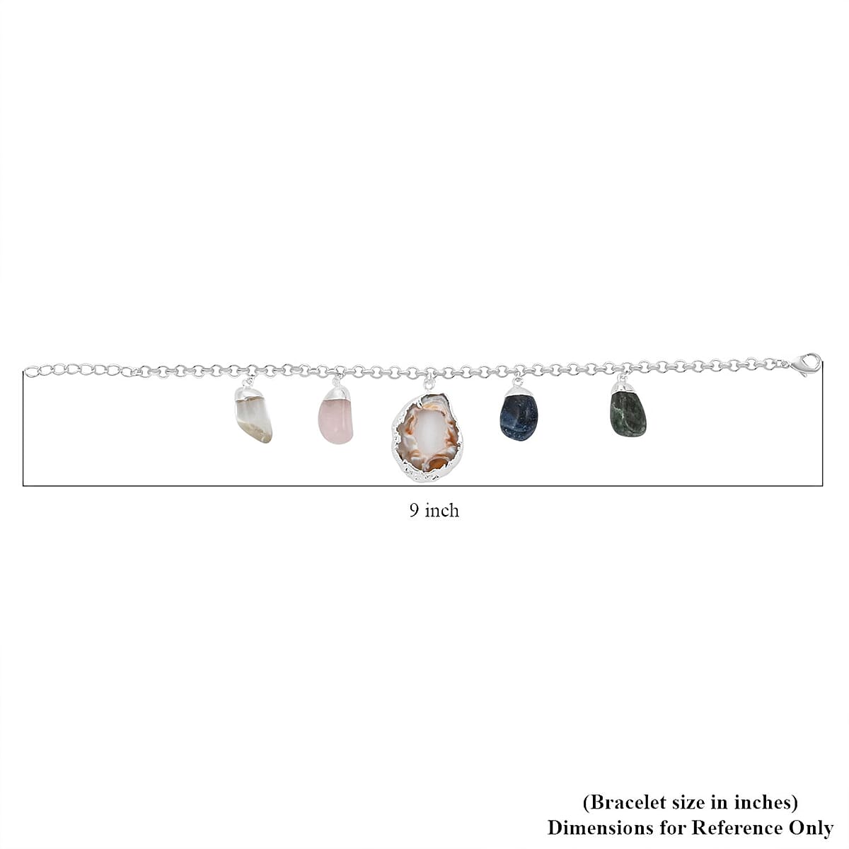 Made in Brazil Crazy Lace Agate and Multi Gemstone Bracelet in Silvertone (8-9In) 70.00 ctw image number 4