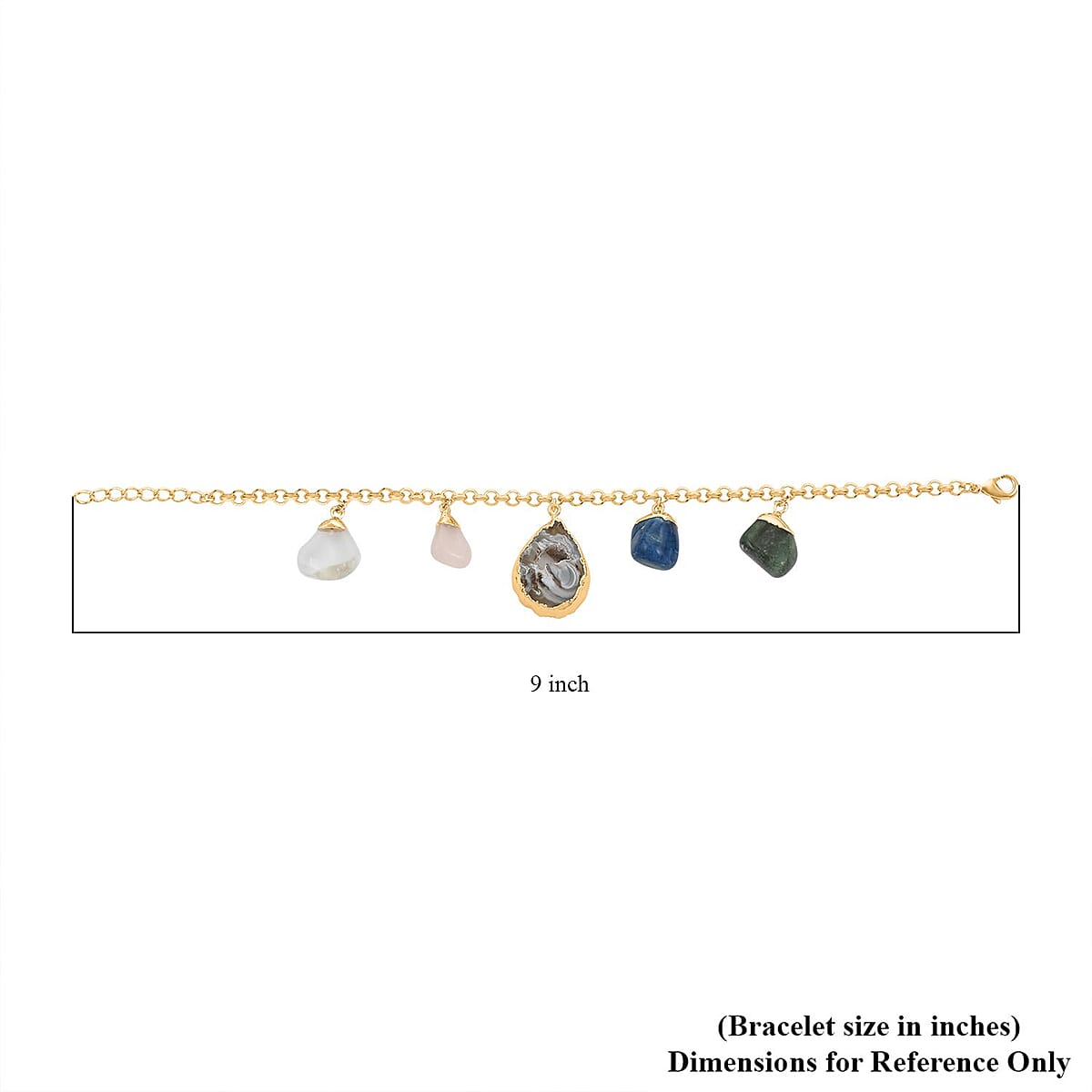 Made in Brazil Crazy Lace Agate and Multi Gemstone Bracelet in Goldtone (8-9In) 70.00 ctw image number 4