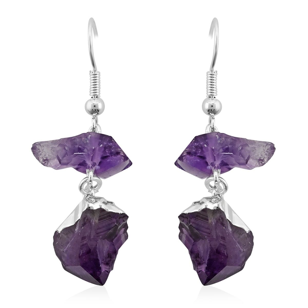 Amethyst Earrings in Silvertone 16.00 ctw image number 0