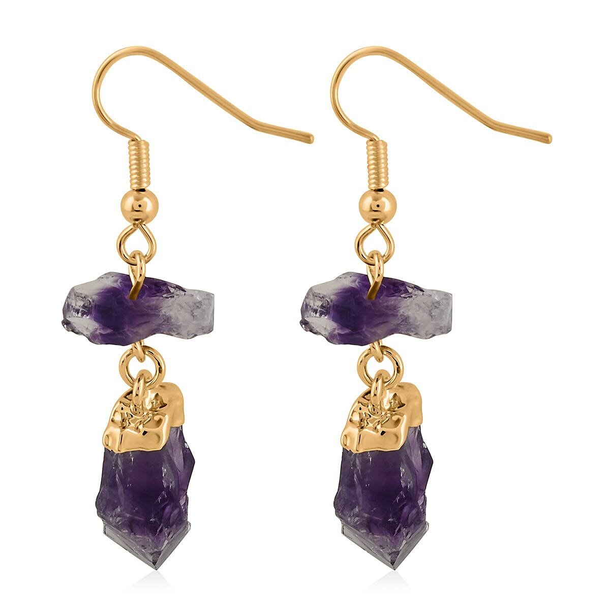Made in Brazil Amethyst Earrings in Goldtone 25.00 ctw image number 3