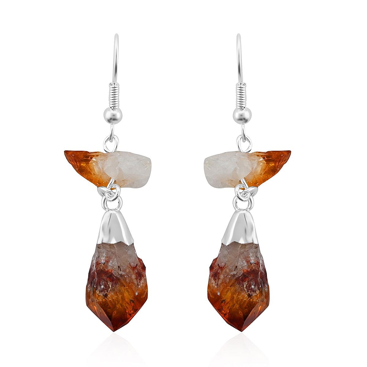 Brazilian Citrine Earrings in Silvertone 28.00 ctw image number 0