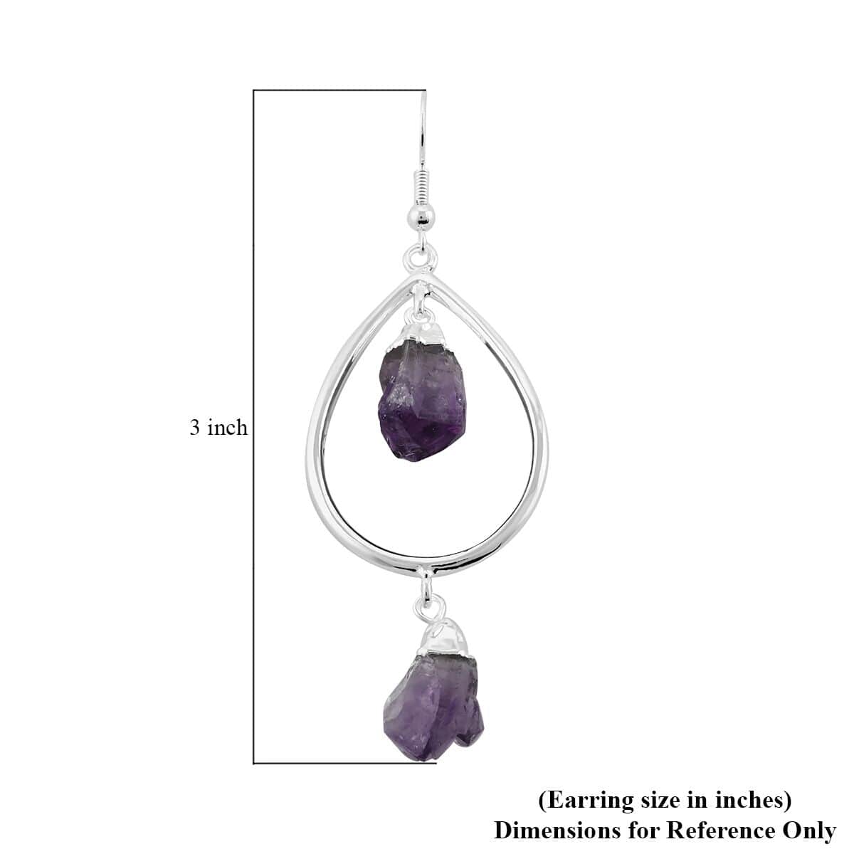 Amethyst Drop Earrings in Silvertone 39.00 ctw image number 5