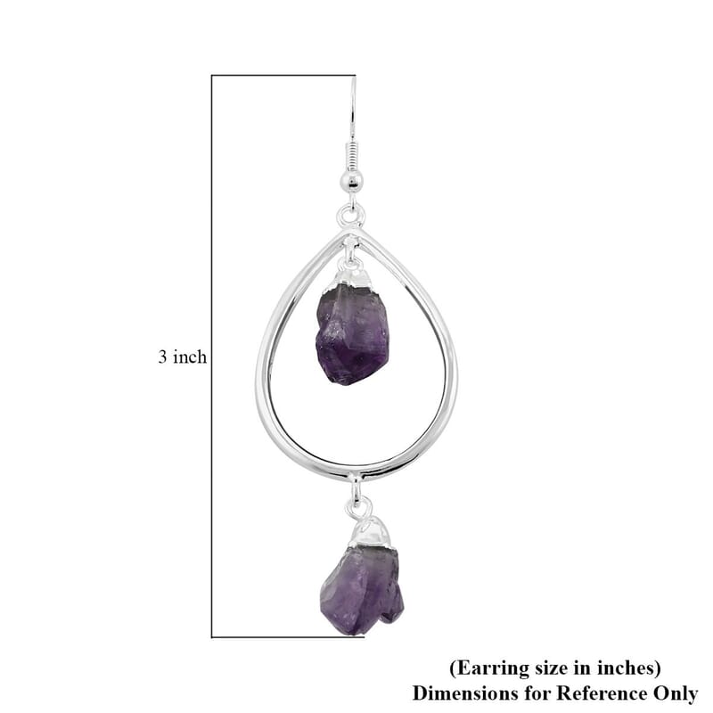 Amethyst Drop Earrings in Silvertone 39.00 ctw