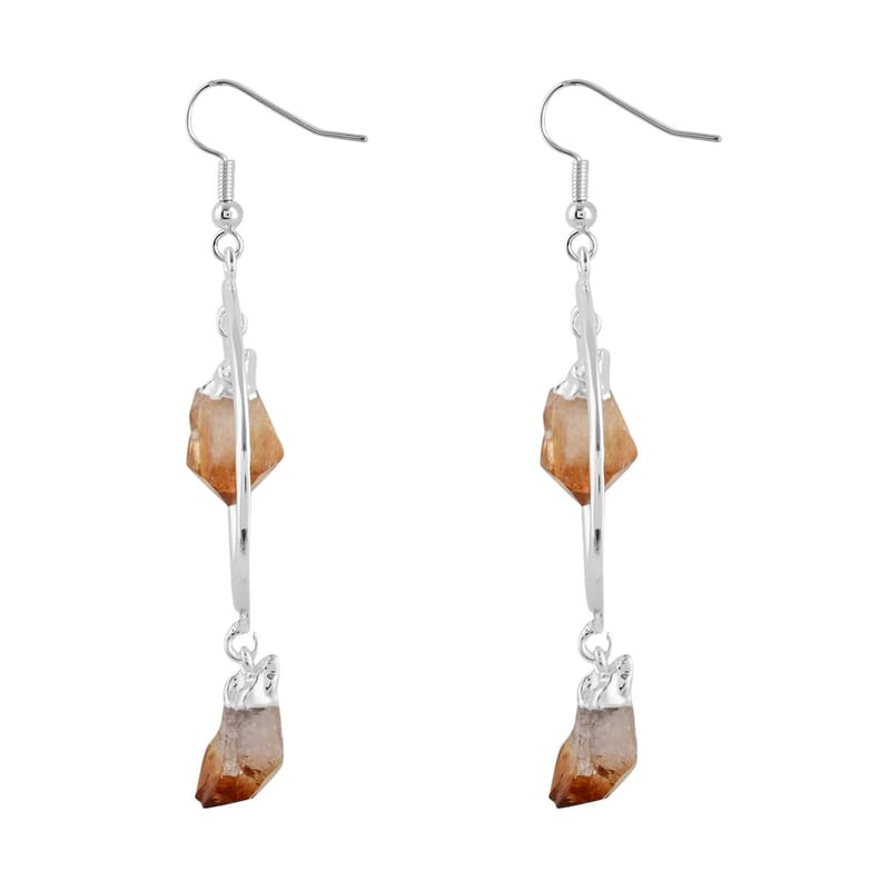 Brazilian Citrine Drop Earrings in Silvertone 42.50 ctw