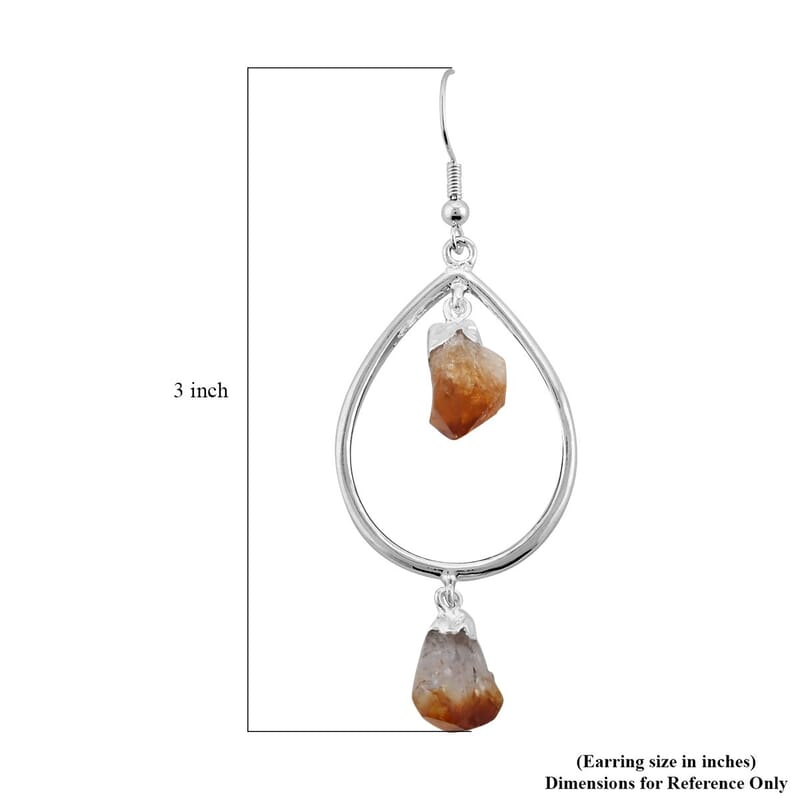 Brazilian Citrine Drop Earrings in Silvertone 42.50 ctw