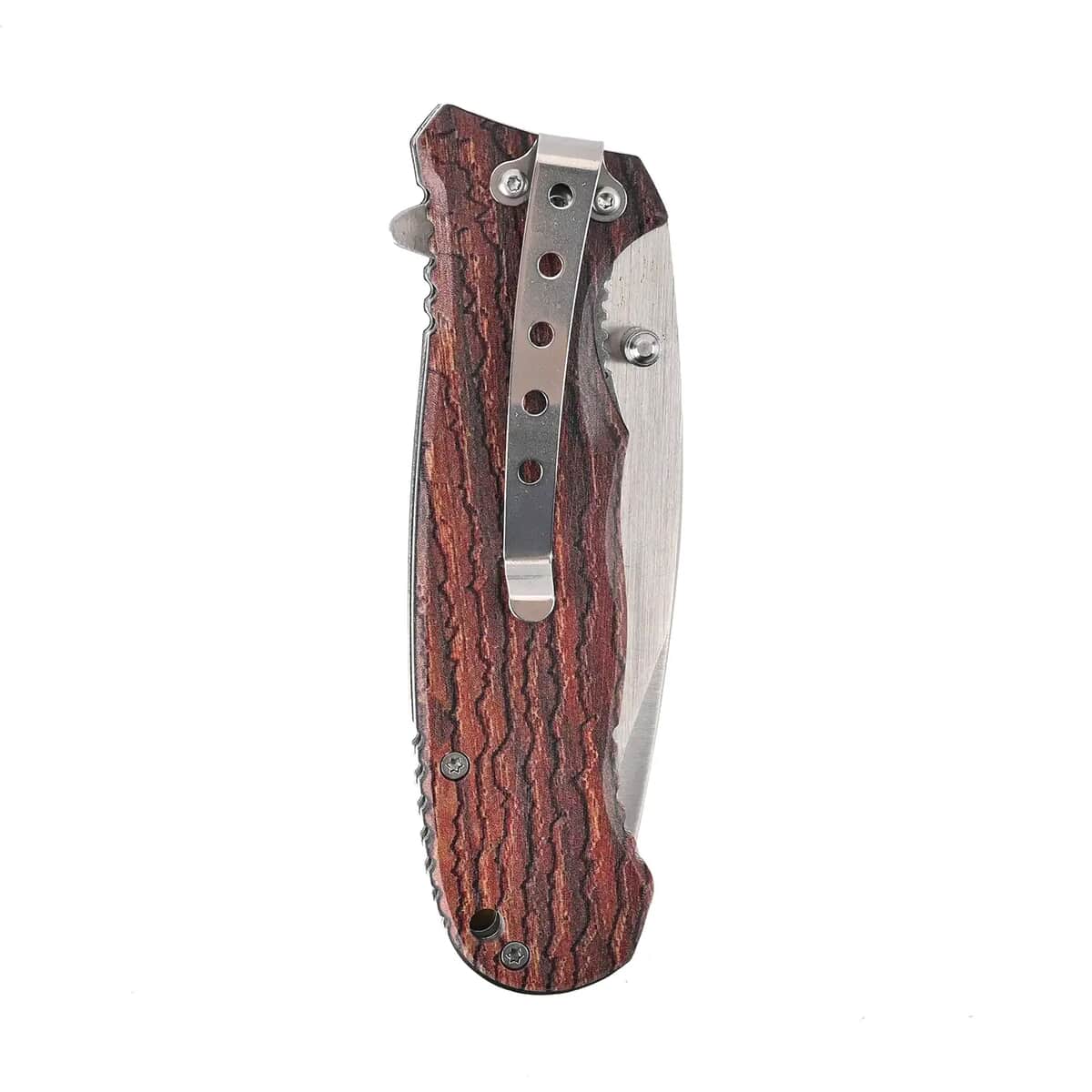 Brown Portable Folding Fox Printed Pattern Stainless Steel Knife image number 6