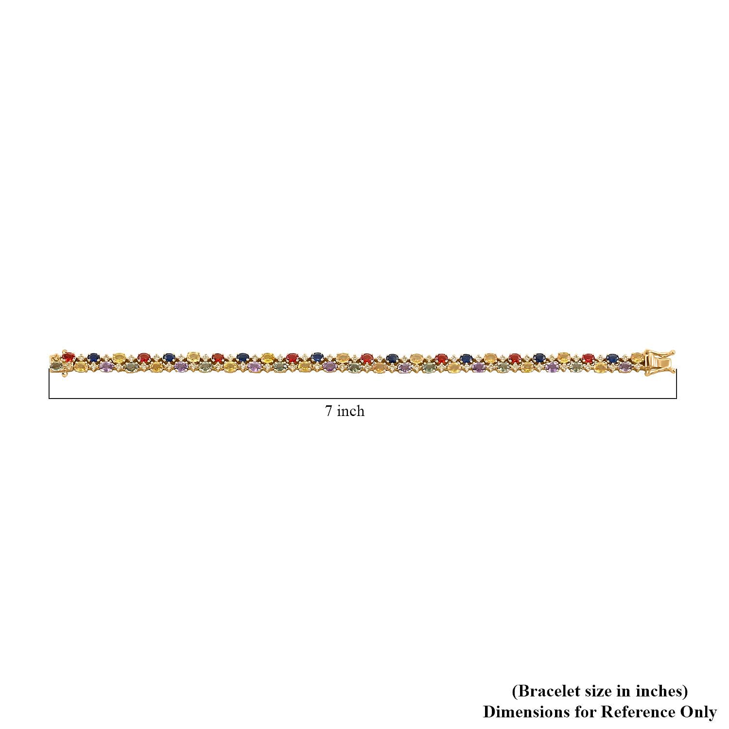 14K Yellow Gold Multi Sapphire and H-I SI2 Natural Yellow Diamond Bracelet (7.00 In) 12.25 Grams 7.40 ctw