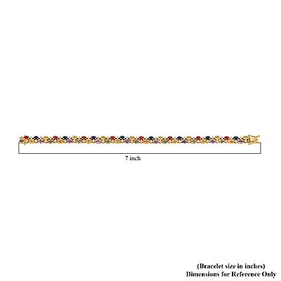14K Yellow Gold Multi Sapphire and H-I SI2 Natural Yellow Diamond Bracelet (7.00 In) 12.25 Grams 7.40 ctw