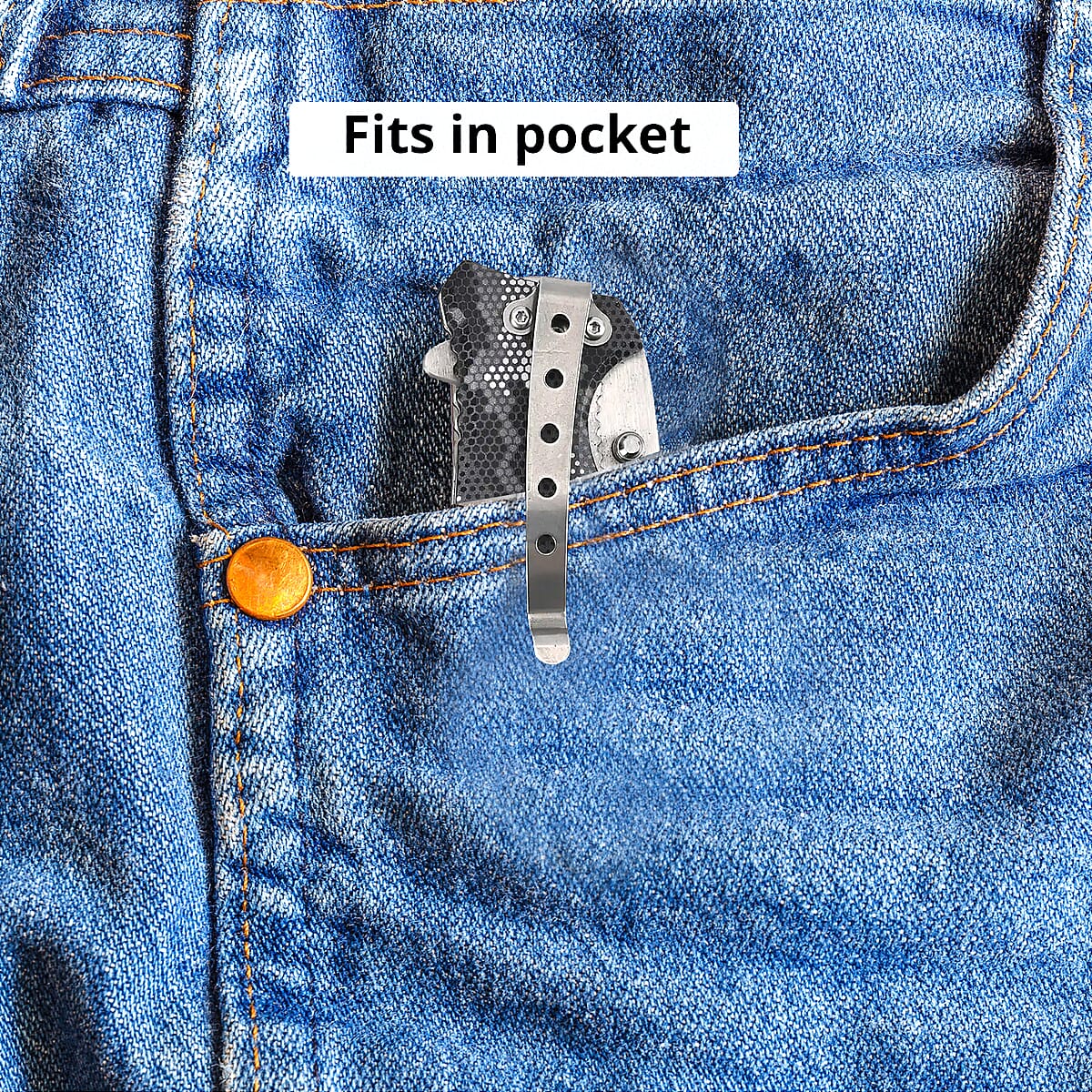 Red Portable Folding Beautiful Printed Pattern Stainless Steel Knife image number 3