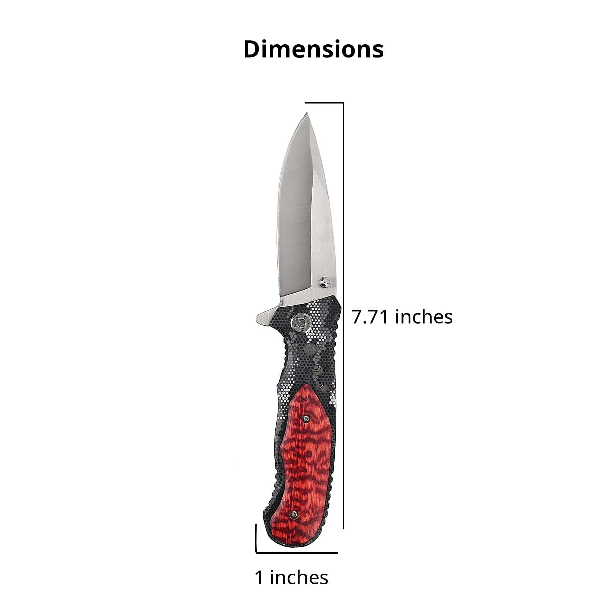 Red Portable Folding Beautiful Printed Pattern Stainless Steel Knife image number 4