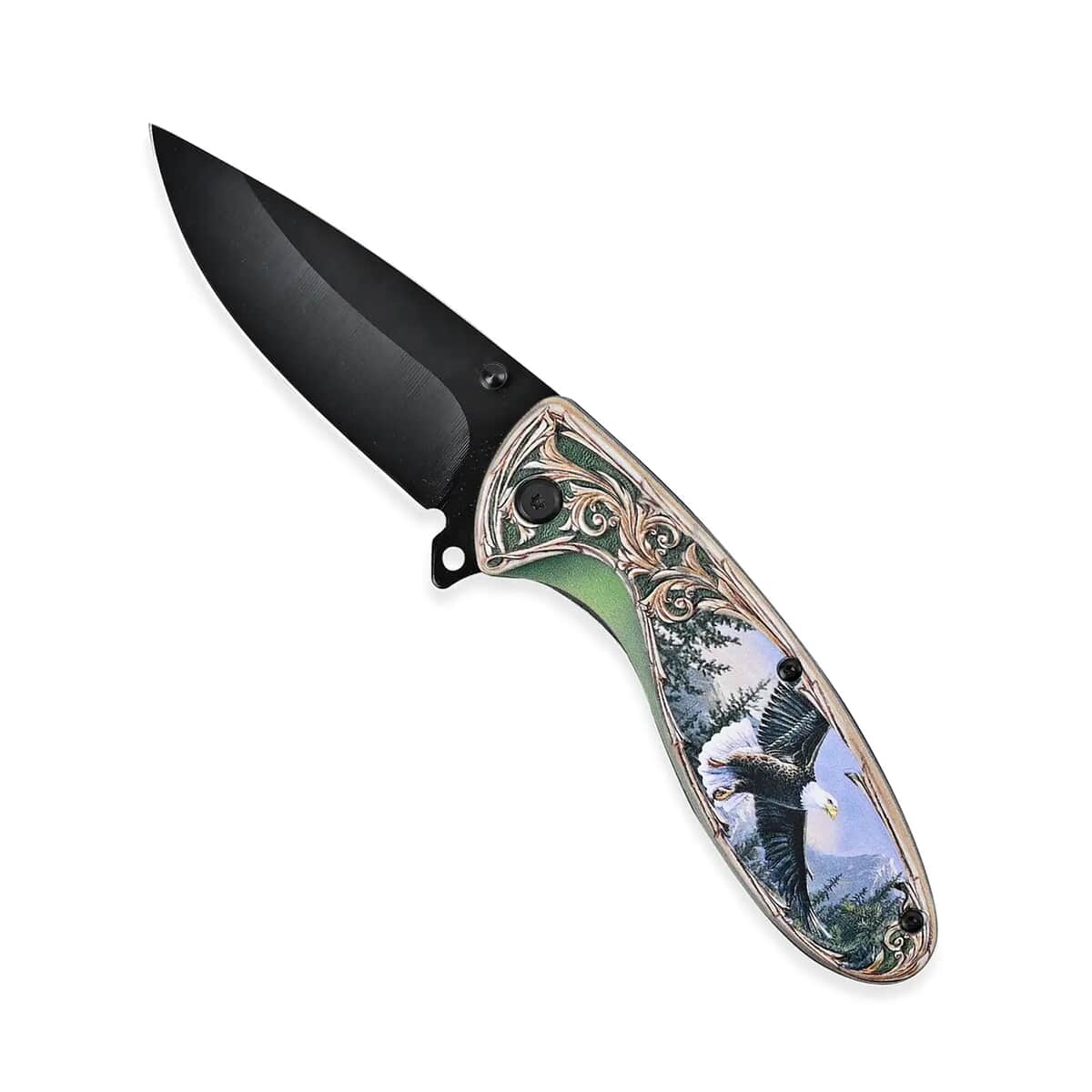 Portable Folding Eagle Printed Pattern Stainless Steel Knife image number 0