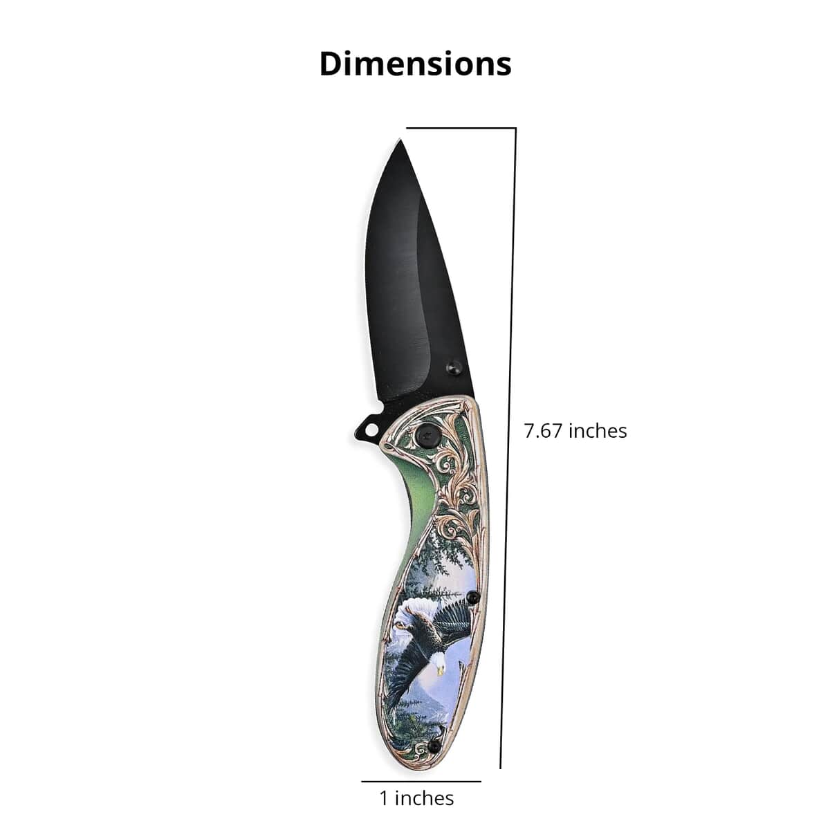 Portable Folding Eagle Printed Pattern Stainless Steel Knife image number 4