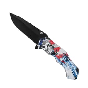 White Portable Folding Statue of Liberty Printed Pattern Stainless Steel Knife