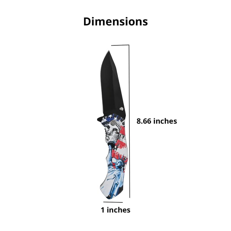 White Portable Folding Statue of Liberty Printed Pattern Stainless Steel Knife