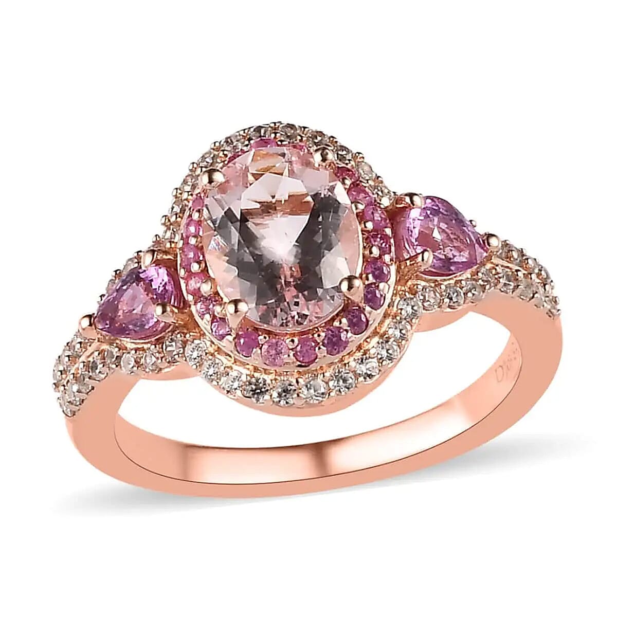 Premium Pink Morganite and Multi Gemstone Cocktail Ring in Vermeil Rose Gold Over Sterling Silver 2.10 ctw image number 0