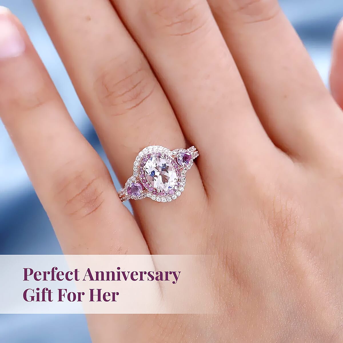 Premium Pink Morganite and Multi Gemstone Cocktail Ring in Vermeil Rose Gold Over Sterling Silver 2.10 ctw image number 4