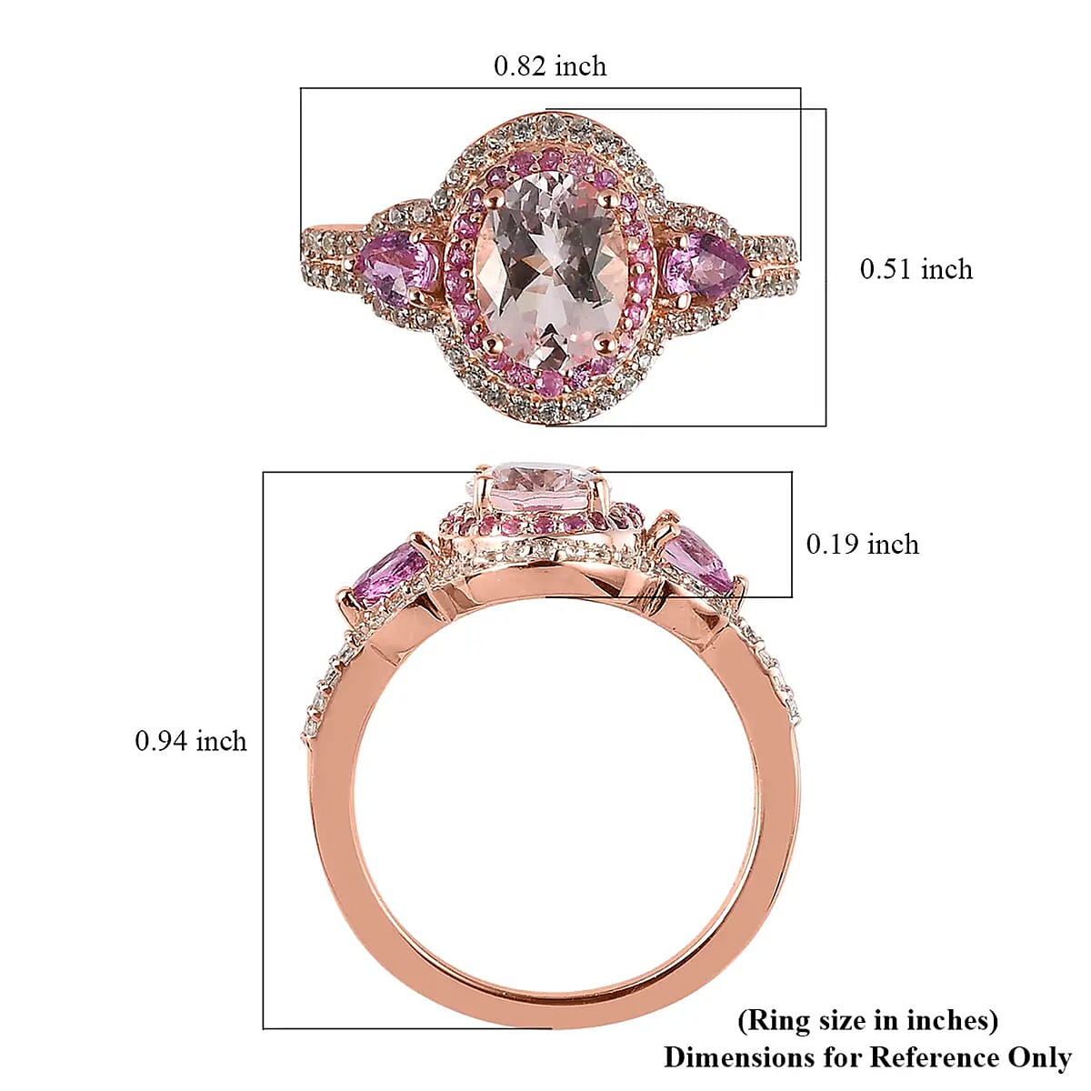 Premium Pink Morganite and Multi Gemstone Cocktail Ring in Vermeil Rose Gold Over Sterling Silver (Size 8.0) 2.10 ctw image number 5