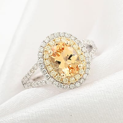 Modani 14K White Gold Imperial Topaz, Natural Yellow and White Diamond G-H I2-I3 Ring (Size 10.0) 1.90 ctw