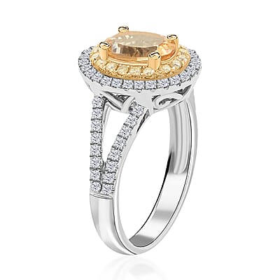 Modani 14K White Gold Imperial Topaz, Natural Yellow and White Diamond G-H I2-I3 Ring (Size 10.0) 1.90 ctw