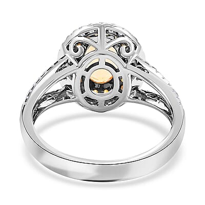 Modani 14K White Gold Imperial Topaz, Natural Yellow and White Diamond G-H I2-I3 Ring (Size 10.0) 1.90 ctw