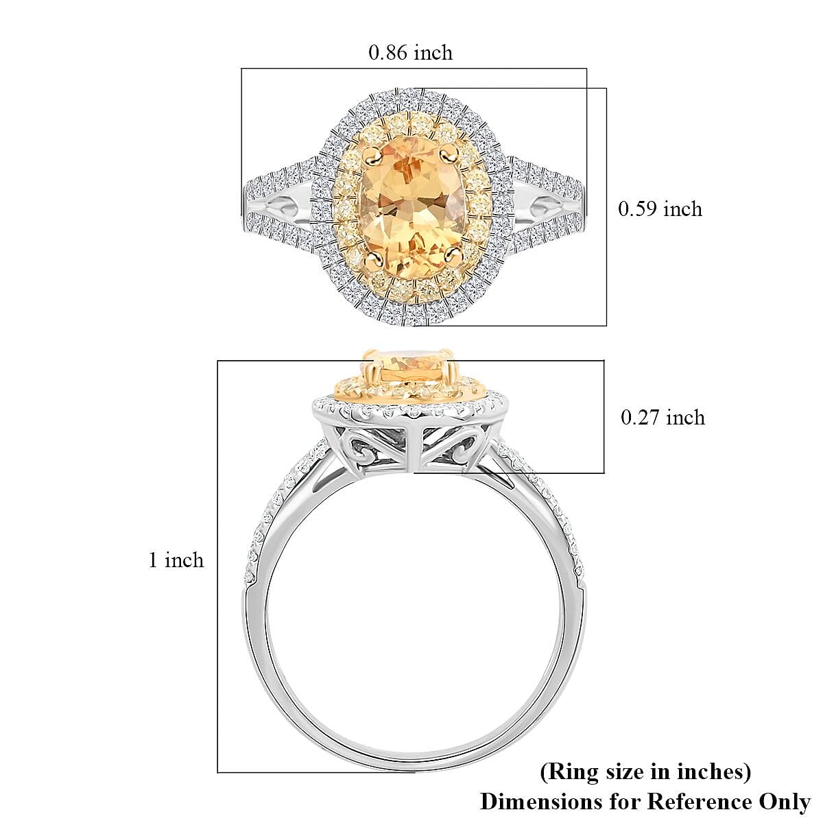 Modani 14K White Gold Imperial Topaz, Natural Yellow and White Diamond G-H I2-I3 Ring (Size 10.0) 1.90 ctw
