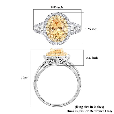 Modani 14K White Gold Imperial Topaz, Natural Yellow and White Diamond G-H I2-I3 Ring (Size 10.0) 1.90 ctw