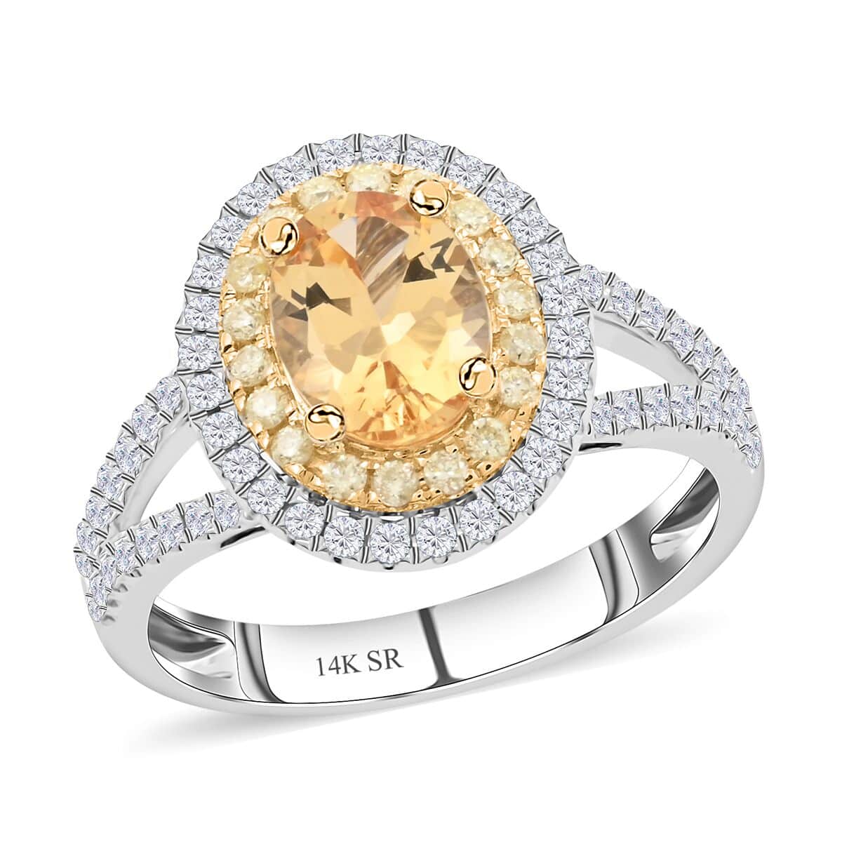 Modani 14K White Gold Imperial Topaz, Natural Yellow and White Diamond G-H I2-I3 Ring (Size 11.0) 1.90 ctw image number 0