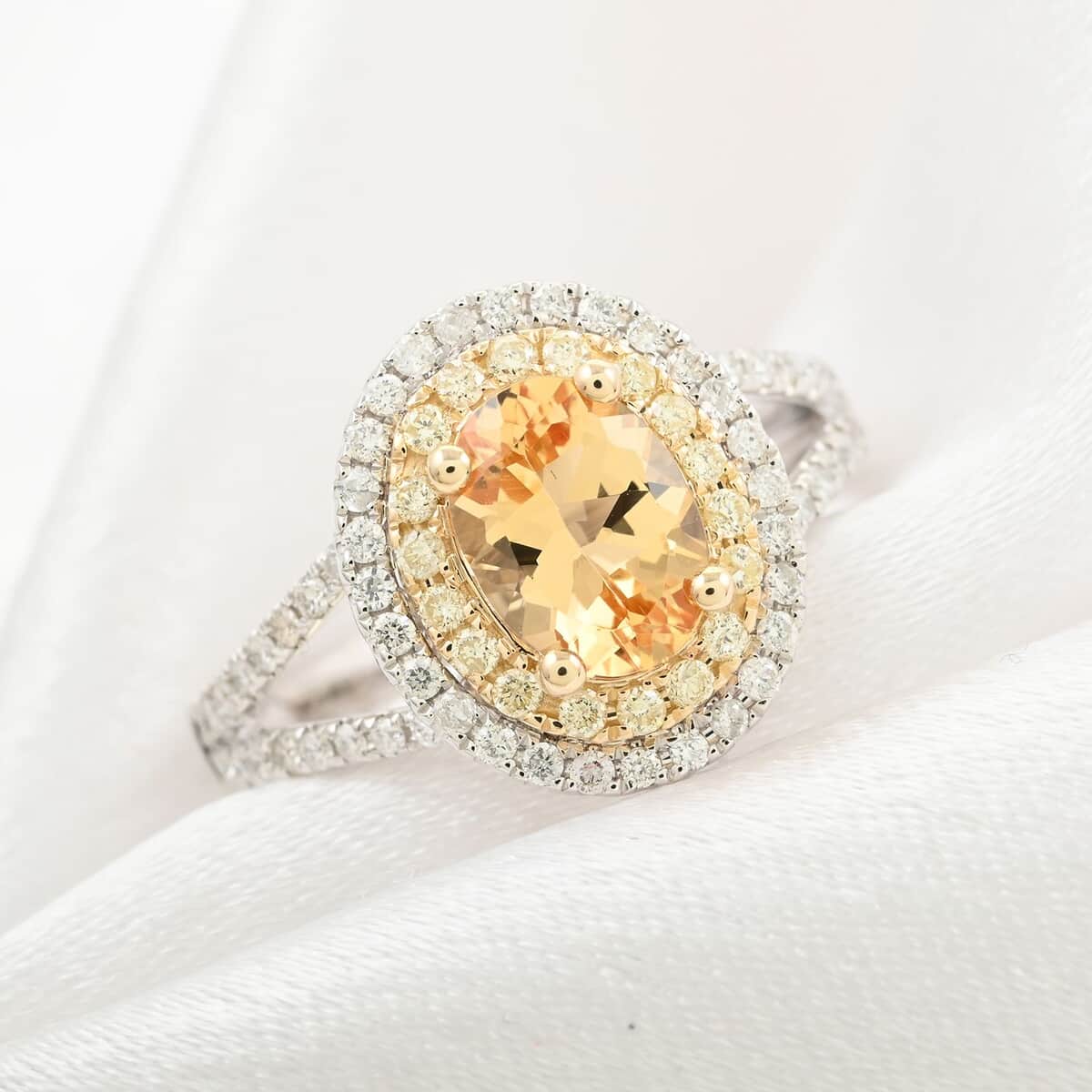 Modani 14K White Gold Imperial Topaz, Natural Yellow and White Diamond G-H I2-I3 Ring (Size 11.0) 1.90 ctw image number 1