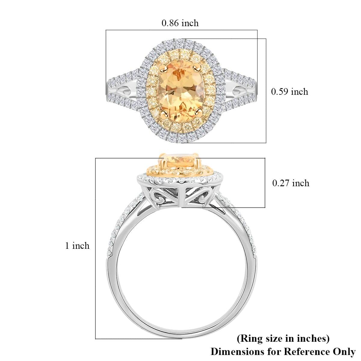 Modani 14K White Gold Imperial Topaz, Natural Yellow and White Diamond G-H I2-I3 Ring (Size 11.0) 1.90 ctw image number 5