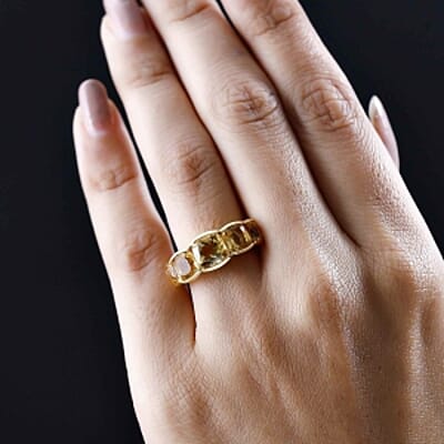 Brazilian Citrine4.06 ctw Ring in 14K YG Over Sterling Silver (Size 8)